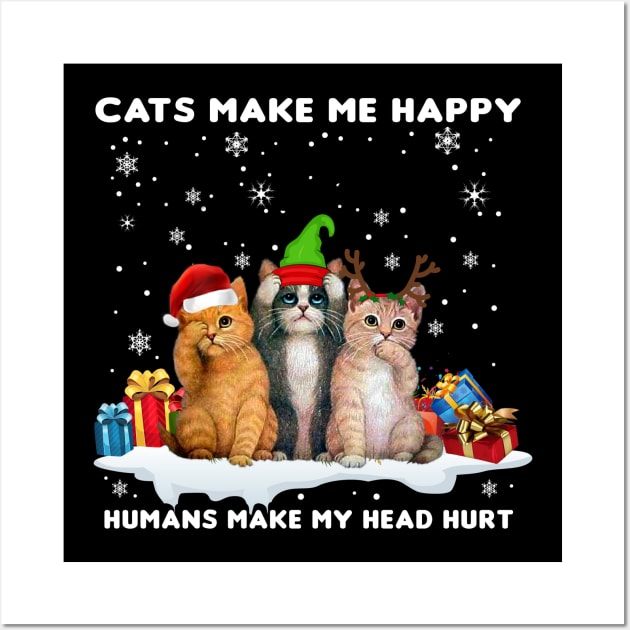 Cats make me happy humans make my head hurt Wall Art by AdelaidaKang
